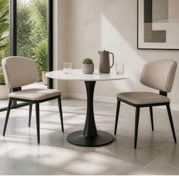 Set de 2 sillas de comedor modernas – Beige con patas negras