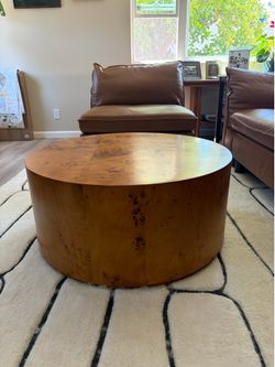 Brand New Burl Wood Round Coffee Table