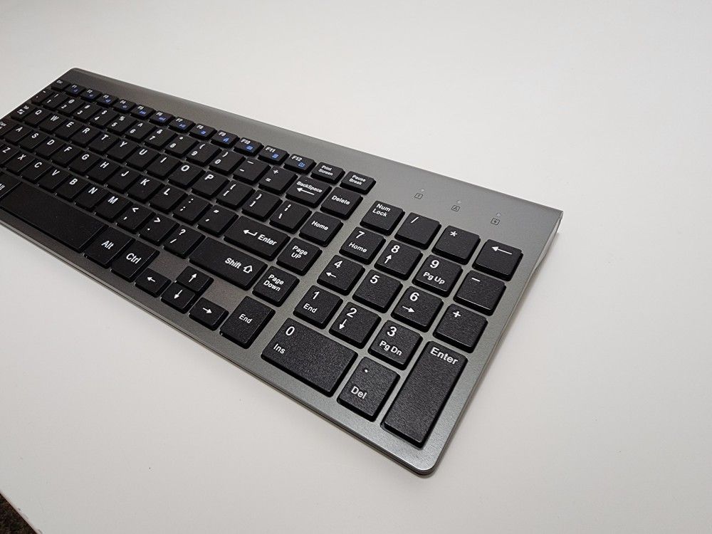 Joyaccess Wireless Keyboard, J 2.4G Slim and Compact Wireless Keyboard with Numeric Pad for Laptop, MacBook Air, Apple, Computer, PC(Black and Grey)