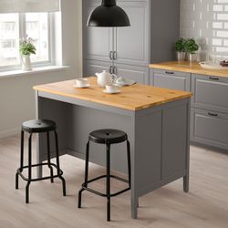 Ikea TORNVIKEN Kitchen Island Gray/oak