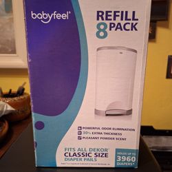 8 Pack Refill Dekor Diaper Pail Refills  - 3,960 Refills