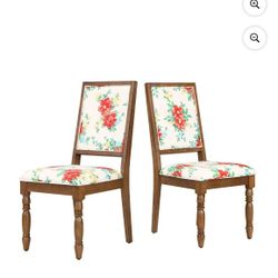 The Pioneer WomanCallie Vintage Floral Dining Chairs Made With Solid Wood Frame, Set of 6, Walnut Finish