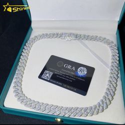 10mm 20inch silver vvs moissanite cuban link chain