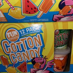 Cotton Candy 12pk Tubs Watermelon, Lemonade & Root Beer Flavor 