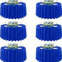 sancua Royal Blue Round Tablecloths 90 Inch, 6 Pack - Circle Fabric Table Cloth for July 4th Independence Day Wedding Party Banquet Birthday, Washable