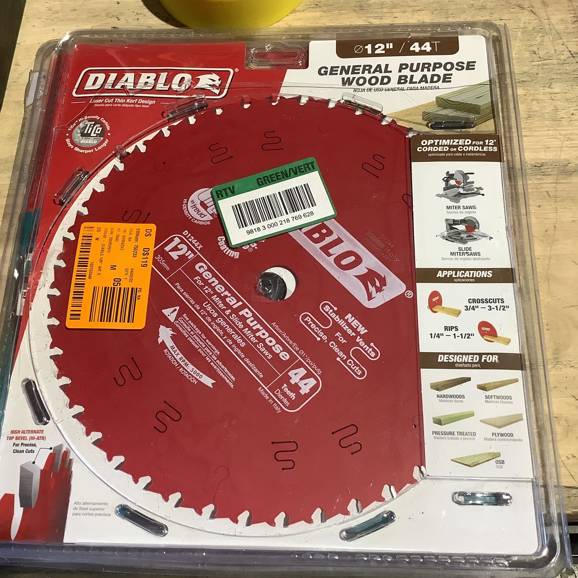 DIABLO 12 in. x 44-Tooth General Purpose Circular Saw Blade