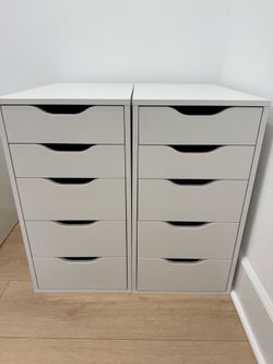 Set of 2 IKEA Alex 5 Drawer Units White