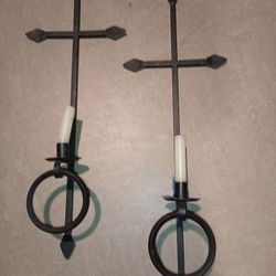 Wrought Iron Cross Candle Holders