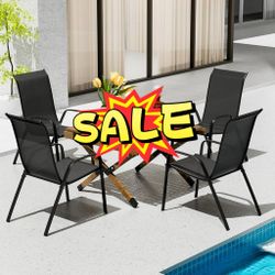 On Sale Patio Chairs Set of 4, Stackable Dining Chairs Outdoor Furniture Set, with Armrests & High Back, for Lawn, Garden, Backyard, Poolside, 330lbs