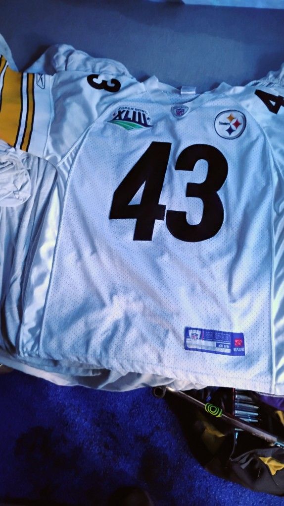#43 POLAMALU SUPER BOWL XLIII Jersey Equipment NFL Reebok 48 