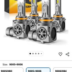 9005 9006 Light Bulbs Combo, 120,000LM 12X Super Bright HB3 HB4 Fog Lights 6500K Cool White, 1:1 Halogen Mini Size, 70,000Hrs Lifespan, Plug and Play,