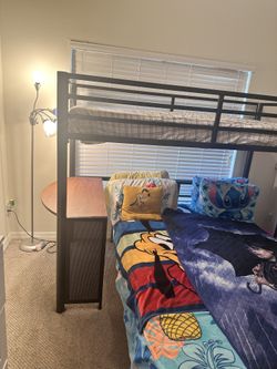Twin Over Full Size Bunk Beds With Attached Desk
