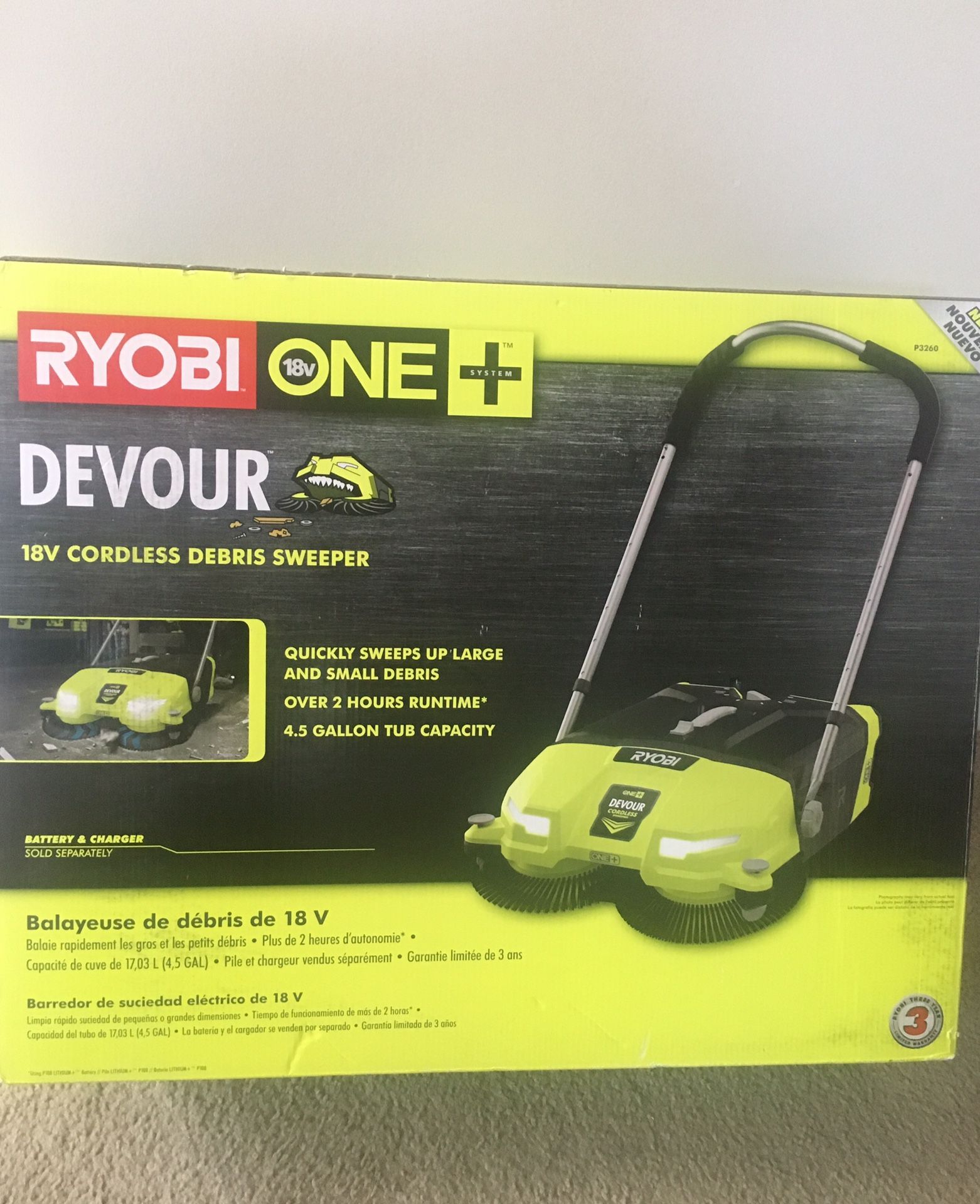 Ryobi 18-Volt ONE+ 4.5 Gal. DEVOUR Debris Sweeper (Tool-Only)