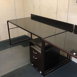 Glass Desks/file Cabinet And Drawer Set For Sale