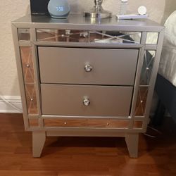 Glam Mirrored Bedroom Set – Dresser, Vanity with Mirror & Nightstand