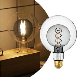 Brand New ALAMPEVER G125 Vintage Dimmable Globe LED Edison Bulbs, 2700K Soft White, 6W ( 40W Equivalent ), 300LM, E26 Medium Base, CRI90, Smoke Glass 