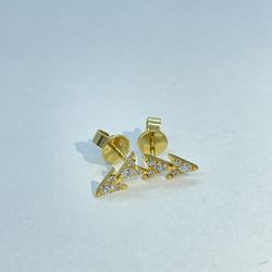 14K Arrow Diamond Gold Earrings 