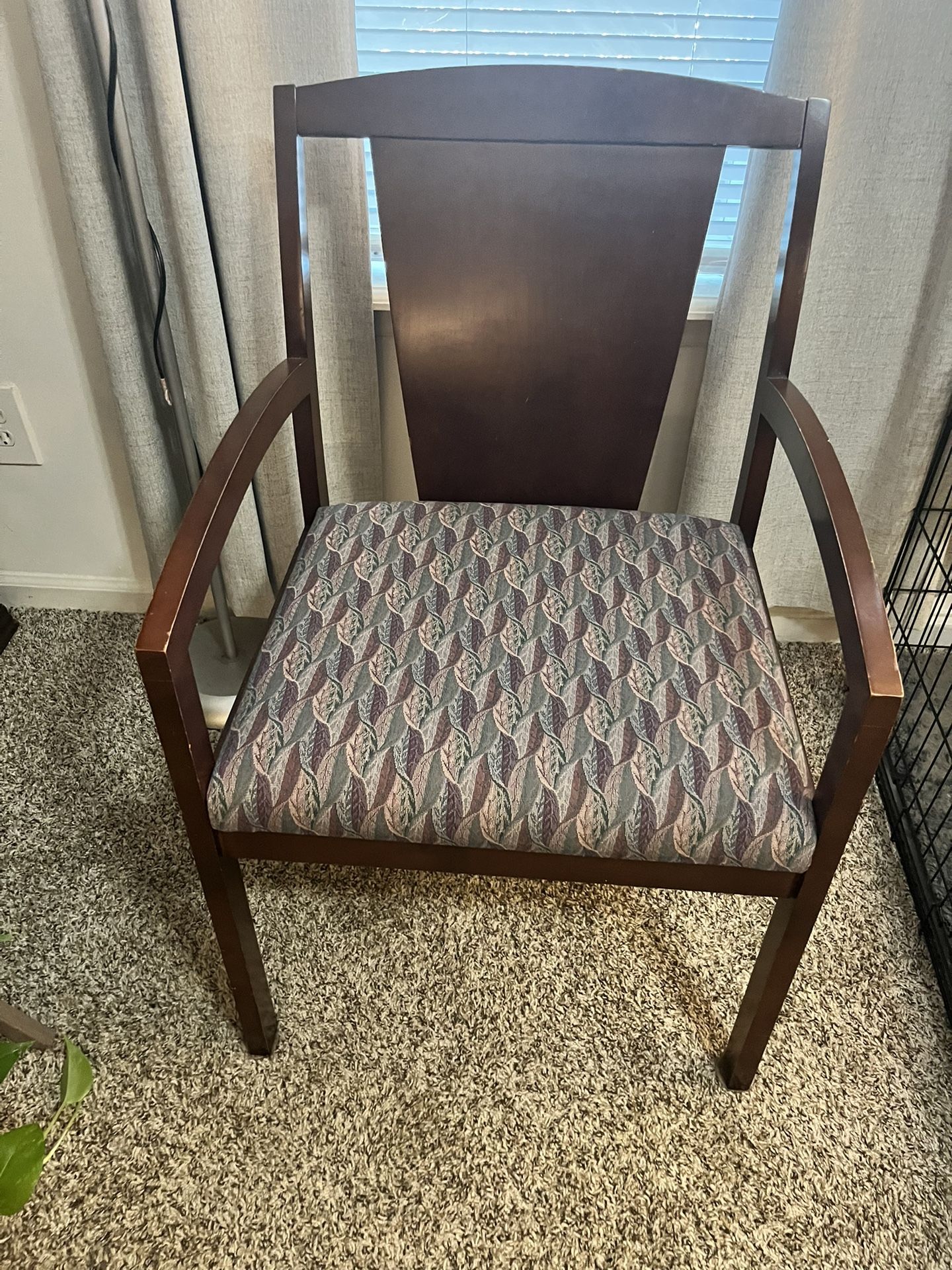 Wooden Chair with Patterned Cushion