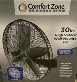 Comfort Zone Industrial Pedestal Fan, 30 inch, 3 Speed, High Velocity, Adjustable Height 56” to 76”