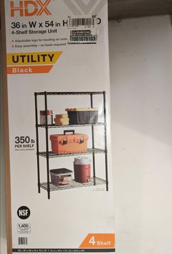 HDX 4-Shelf Wire Storage Unit Black 36x54