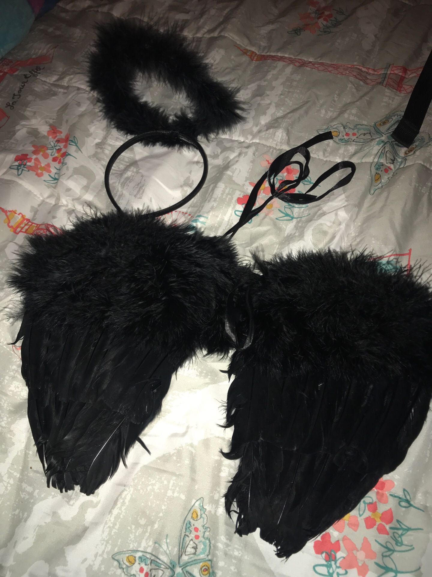 Black angel wings and head band