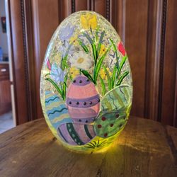 Crackle Glass Light Up Easter Lamp 