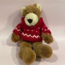 Vintage 1995 Mary Meyer Light Brown Teddy Bear with Red &amp; White Sweater EUC 11” 