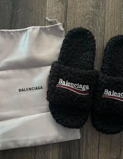 Black Balenciaga fur  slides