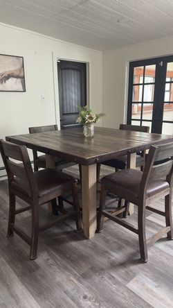 Rustic Counter-Height Dining Table set with 6 chairs