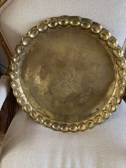 Vintage Moroccan Large Brass Tray