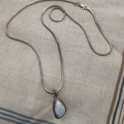 Cadena Plata Dije Piedra Joyeria Antigua 