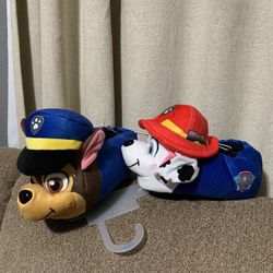 NEW Nickelodeon BOYS’ Paw Patrol Slippers – Chase and Marshall Plush Fuzzy Slippers