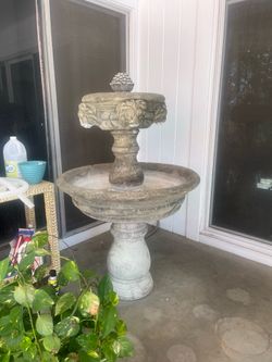 Fountain with lionheads . You take down carry off new pump