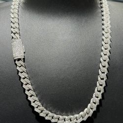 Solid 10k Gold 9mm Natural Diamond Cuban Link Chain 20 inch