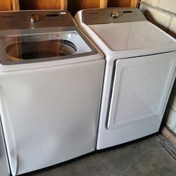 New Samsung 2021 Large Capacity 5.0cu Ft Top Load Washer And Gas Dryer Set 