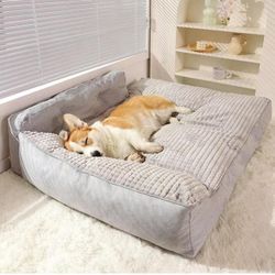 Orthopedic Dog Bed for Medium and Large Dogs,Comfy Washable Pet Bed Sofa,Extra Thick Dog Bed with Removable Washable Cover and Anti-Slip Bottom,Gray,5