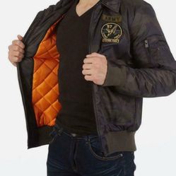 NWOT XRAY Jeans Men's M Top Gun Black Bomber Jacket Faux Fur - Warm & Cool! 