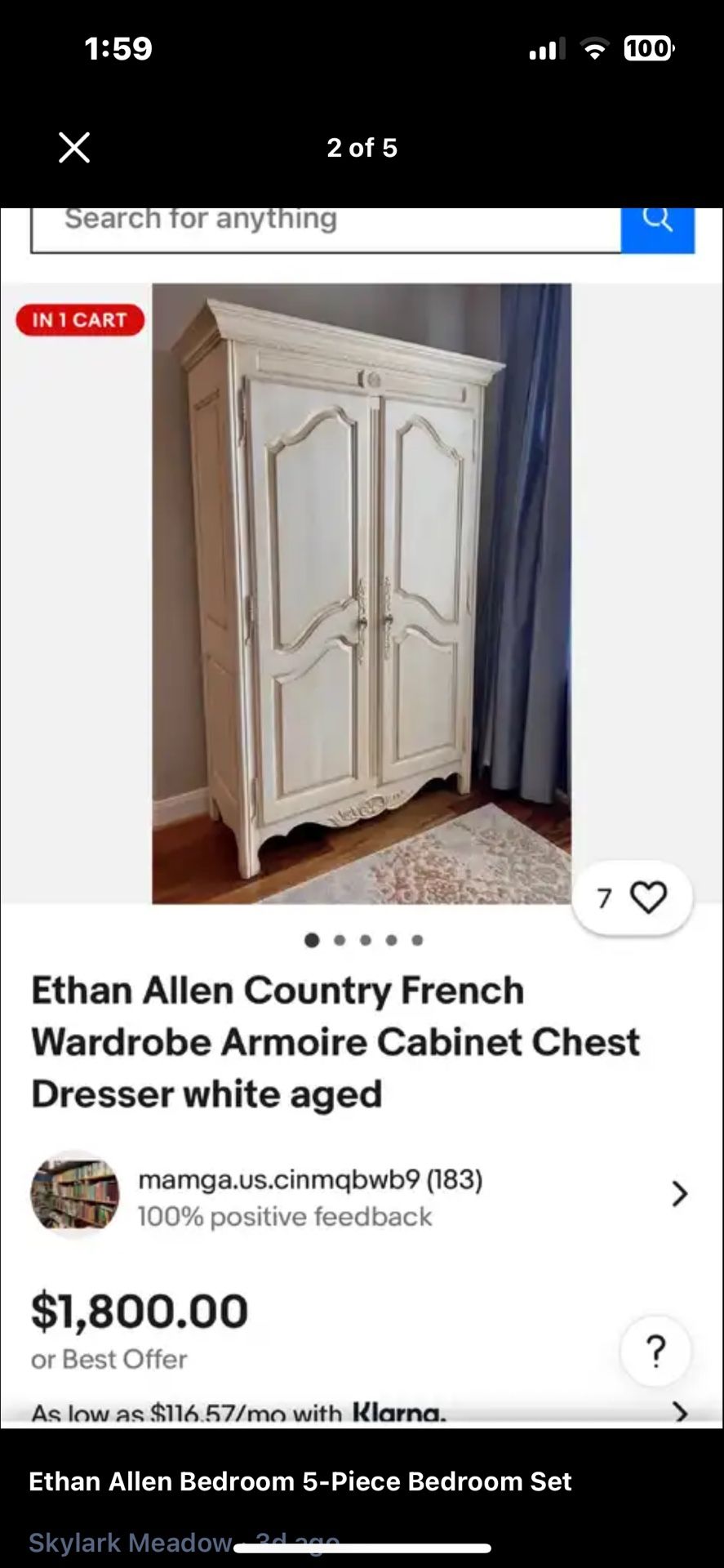 Ethen Allen armoire Cabinet