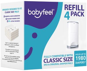 Pack Diaper Pail Refills for DEKOR CLASSIC Powder Scent Odor Eliminating Extra Thick Retail $23.00
