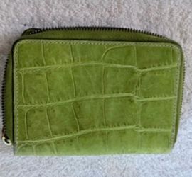 Croc leather green compact wallet