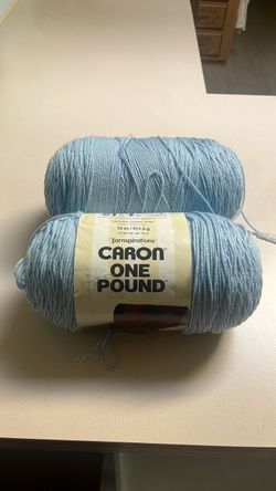 2 skeins Caron One Pound sky blue yarn