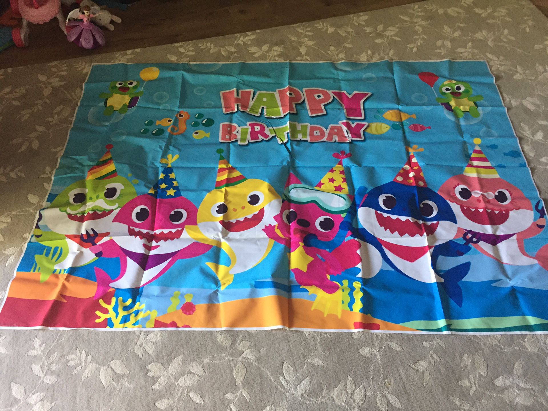 Baby Shark birthday banner (used once)