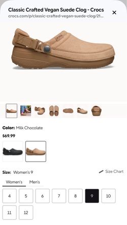 New Crocs Classic Crafted Vegan Suede Clogs in Milk Chocolate
