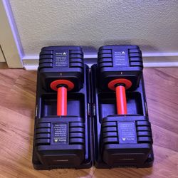 Adjustable Dumbbell Pair 15-55lbs Square Red/Black 