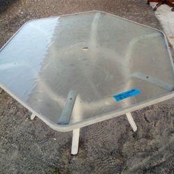 Nice Aluminum Etched Glass Hex Table $99  OBO 