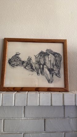 Framed Western Cowboy    Sketch Print by Jim Daly