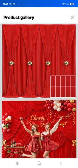 10 Panels Red Backdrop Curtain for Parties Wedding Wrinkle Free Red Photo Curtains Backdrop Drapes Fabric Decoration for Christmas Birthday Party Baby