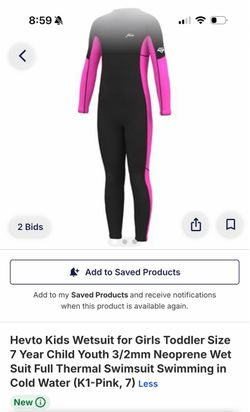 Hevto Girls Kids Full Wetsuit Pink Black