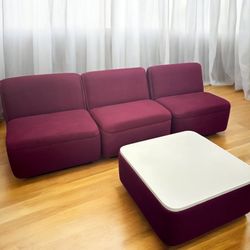 Vintage 1980s Modular Sofa Set – Burgundy Velvet