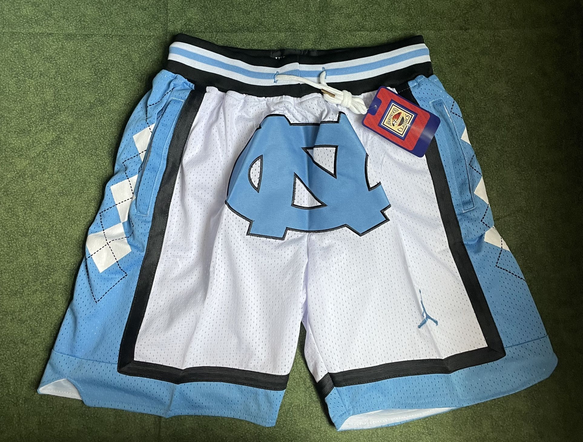 NORTH CAROLINA TAR HEELS JUST DON BASKETBALL SHORTS BRAND NEW WITH TAGS SIZES SMALL, MEDIUM AND LARGE AVAILABLE